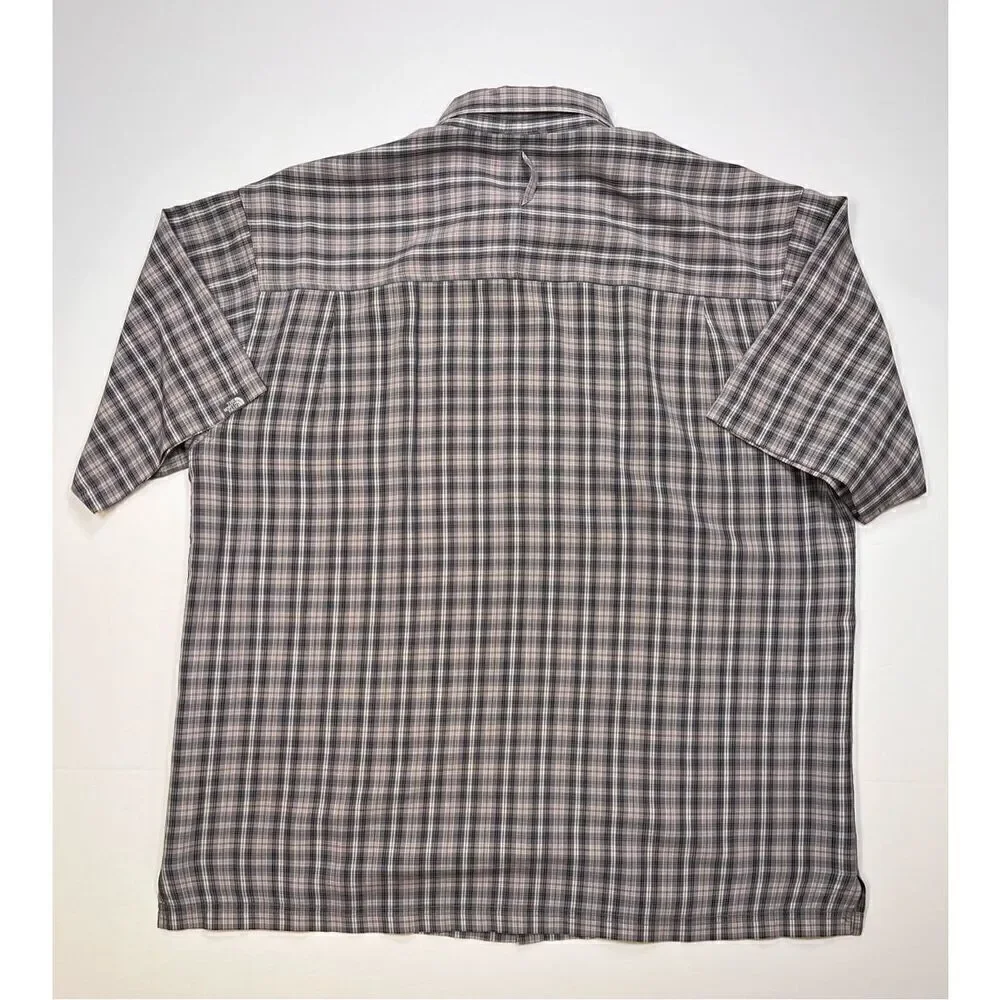 North Face Vintage Men's Modal Front Hidden Zip Pocket Plaid Button Down Size XL